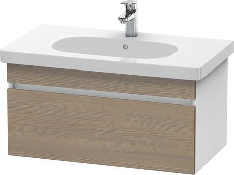 Vanity unit wall-mounted, DS638403518 Front: Oak terra Matt, Decor, Corpus: White Matt, Decor