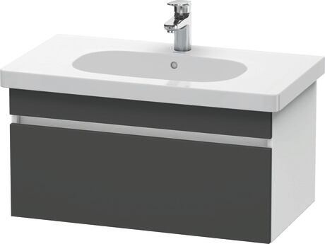 Vanity unit wall-mounted, DS638404918 Front: Graphite Matt, Decor, Corpus: White Matt, Decor