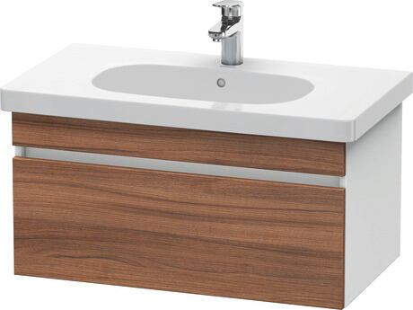 Vanity unit wall-mounted, DS638407918 Front: Walnut Matt, Decor, Corpus: White Matt, Decor