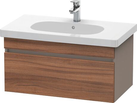 Vanity unit wall-mounted, DS638407943 Front: Walnut Matt, Decor, Corpus: Basalte Matt, Decor