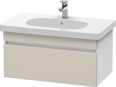 Vanity unit wall-mounted, DS638409118 Front: taupe Matt, Decor, Corpus: White Matt, Decor