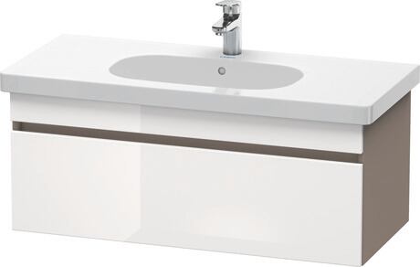 Vanity unit wall-mounted, DS638502243 Front: White High Gloss, Decor, Corpus: Basalte Matt, Decor