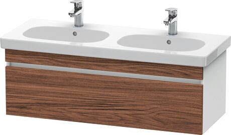 Vanity unit wall-mounted, DS638602118 Front: Walnut dark Matt, Decor, Corpus: White Matt, Decor