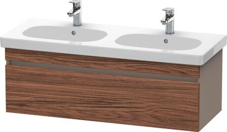 Vanity unit wall-mounted, DS638602143 Front: Walnut dark Matt, Decor, Corpus: Basalte Matt, Decor