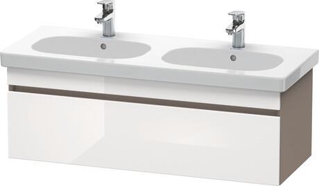 Vanity unit wall-mounted, DS638602243 Front: White High Gloss, Decor, Corpus: Basalte Matt, Decor