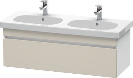 Vanity unit wall-mounted, DS638609118 Front: taupe Matt, Decor, Corpus: White Matt, Decor