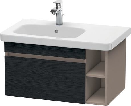 Vanity unit wall-mounted, DS639401643 Front: Black oak Matt, Decor, Corpus: Basalte Matt, Decor