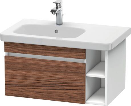 Vanity unit wall-mounted, DS639402118 Front: Walnut dark Matt, Decor, Corpus: White Matt, Decor