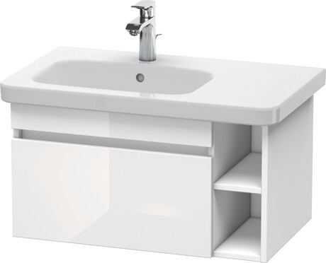 Vanity unit wall-mounted, DS639402218 Front: White High Gloss, Decor, Corpus: White Matt, Decor