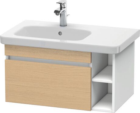 Vanity unit wall-mounted, DS639403018 Front: Natural oak Matt, Decor, Corpus: White Matt, Decor