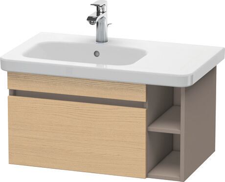 Vanity unit wall-mounted, DS639403043 Front: Natural oak Matt, Decor, Corpus: Basalte Matt, Decor