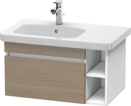 Vanity unit wall-mounted, DS639403518 Front: Oak terra Matt, Decor, Corpus: White Matt, Decor