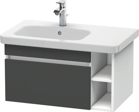 Vanity unit wall-mounted, DS639404918 Front: Graphite Matt, Decor, Corpus: White Matt, Decor