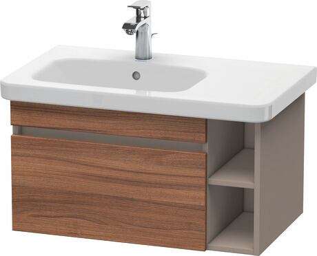 Vanity unit wall-mounted, DS639407943 Front: Walnut Matt, Decor, Corpus: Basalte Matt, Decor