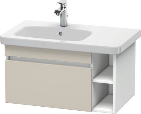 Vanity unit wall-mounted, DS639409118 Front: taupe Matt, Decor, Corpus: White Matt, Decor