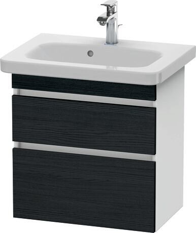 Vanity unit wall-mounted, DS647901618 Front: Black oak Matt, Decor, Corpus: White Matt, Decor