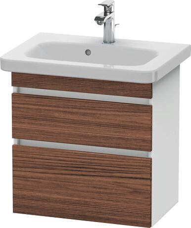 Vanity unit wall-mounted, DS647902118 Front: Walnut dark Matt, Decor, Corpus: White Matt, Decor