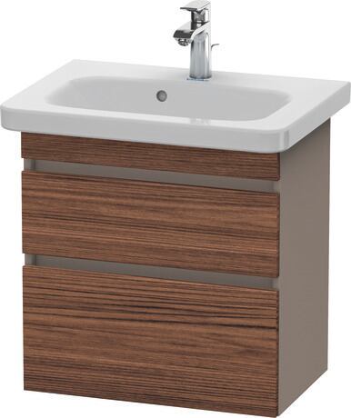 Vanity unit wall-mounted, DS647902143 Front: Walnut dark Matt, Decor, Corpus: Basalte Matt, Decor