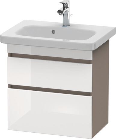 Vanity unit wall-mounted, DS647902243 Front: White High Gloss, Decor, Corpus: Basalte Matt, Decor