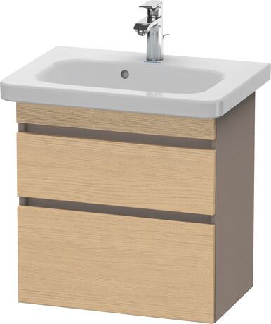 Vanity unit wall-mounted, DS647903043 Front: Natural oak Matt, Decor, Corpus: Basalte Matt, Decor