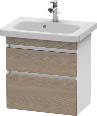 Vanity unit wall-mounted, DS647903518 Front: Oak terra Matt, Decor, Corpus: White Matt, Decor