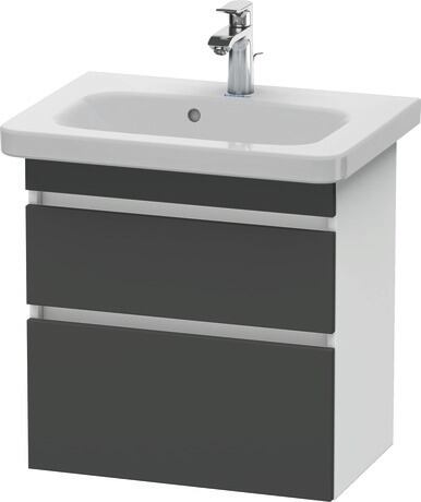 Vanity unit wall-mounted, DS647904918 Front: Graphite Matt, Decor, Corpus: White Matt, Decor