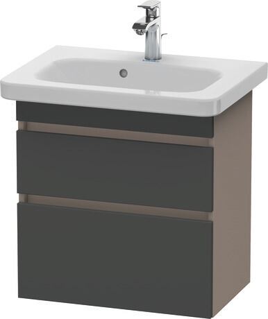 Vanity unit wall-mounted, DS647904943 Front: Graphite Matt, Decor, Corpus: Basalte Matt, Decor