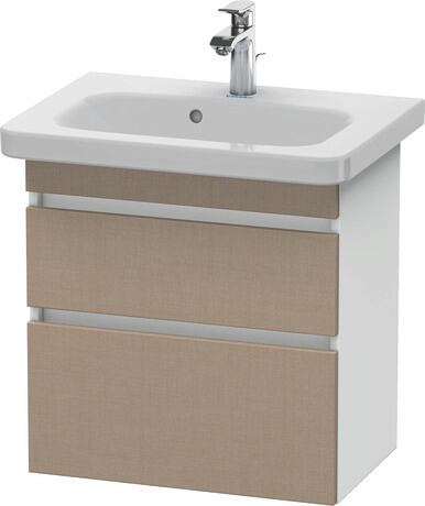 Vanity unit wall-mounted, DS647907518 Front: Linen Matt, Decor, Corpus: White Matt, Decor