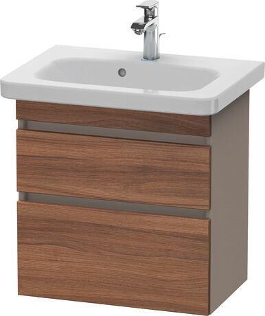 Vanity unit wall-mounted, DS647907943 Front: Walnut Matt, Decor, Corpus: Basalte Matt, Decor