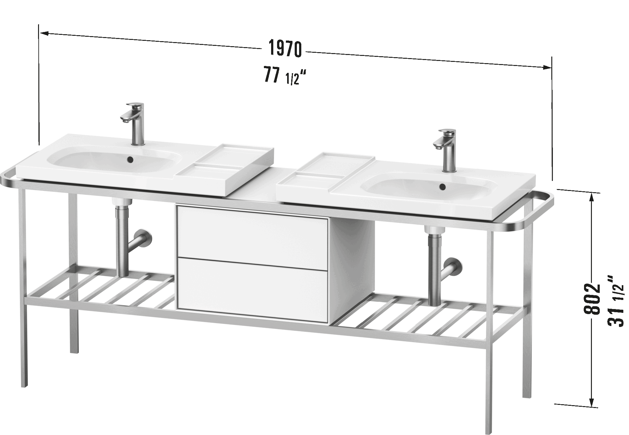 Metal console and drawer, AU4590