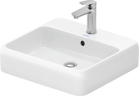 Washbowl, 2385502027 White High Gloss, HygieneGlaze, Number of washing areas: 1 Middle, Number of faucet holes per wash area: 1 Middle, Overflow: Yes, grounded