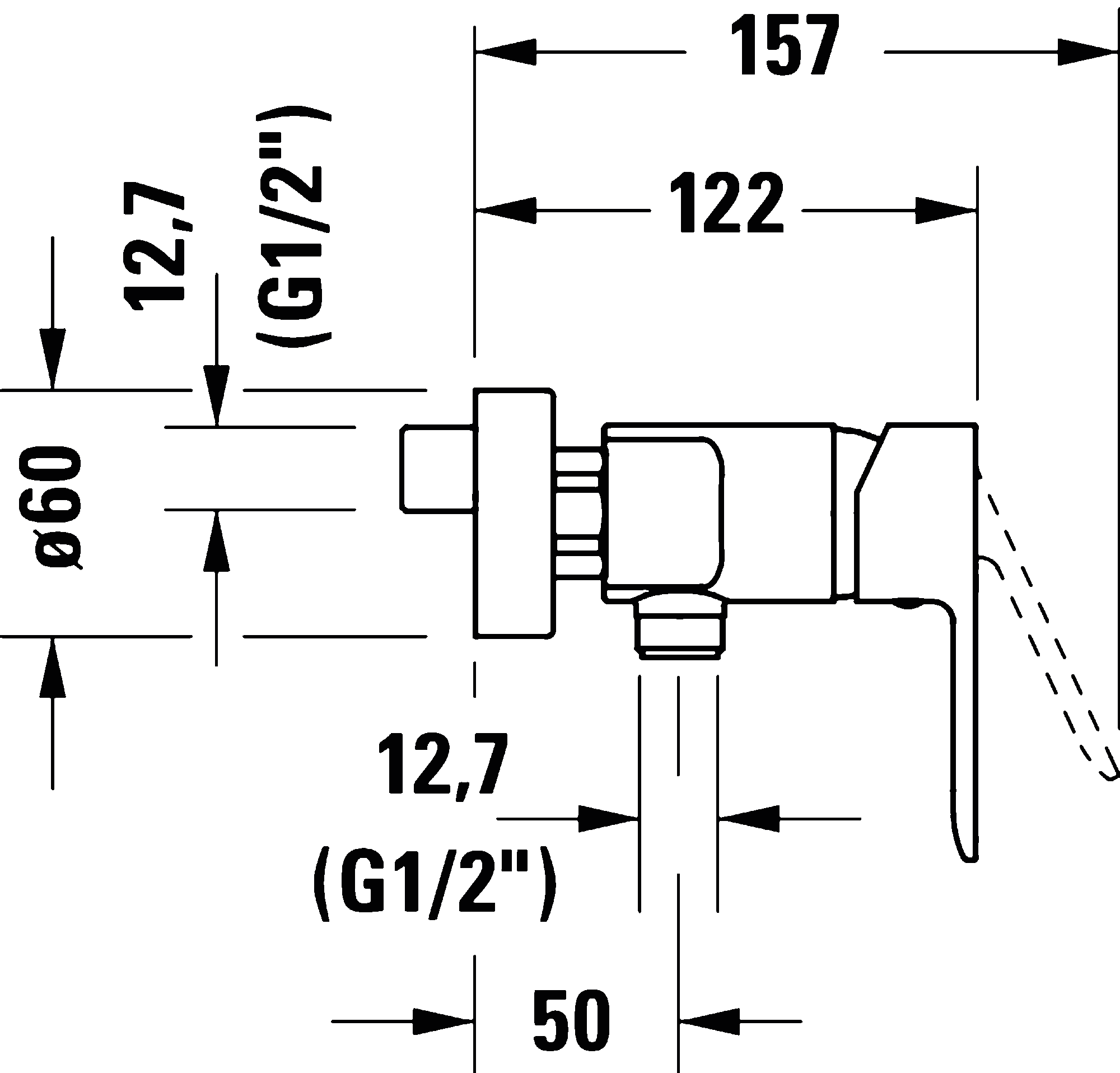 Single lever shower mixer for exposed installation, DC4230001