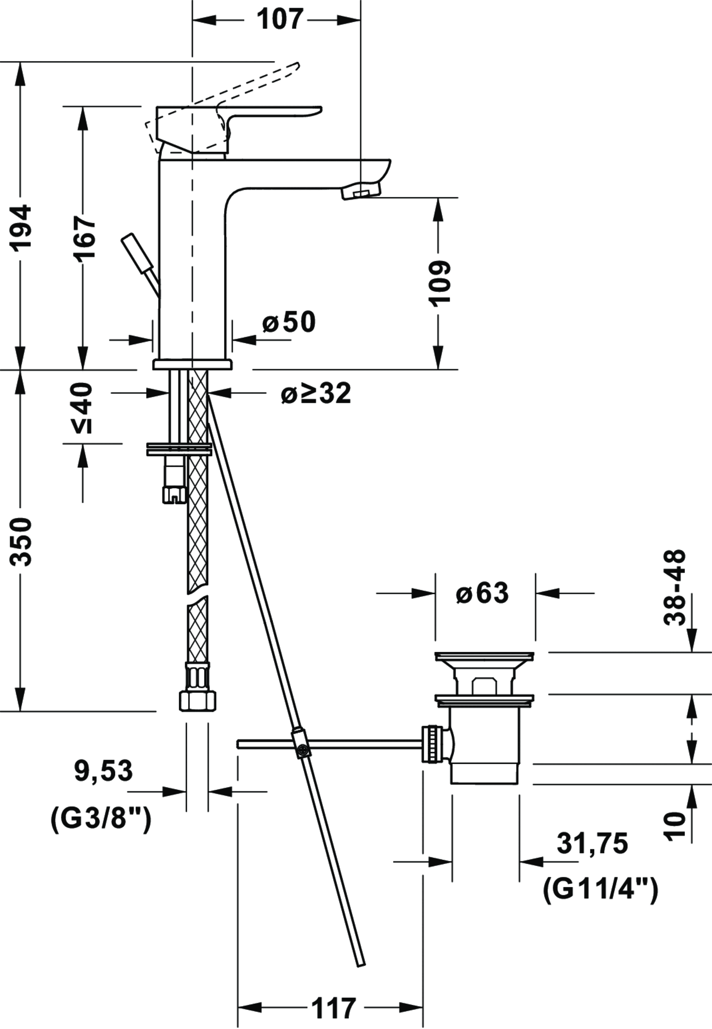 Single lever basin mixer M FreshStart and MinusFlow, DC1023001