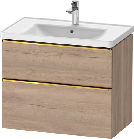 Vanity unit wall-mounted, DE4355034550000 Marbled Oak Matt, Decor, Handle Gold