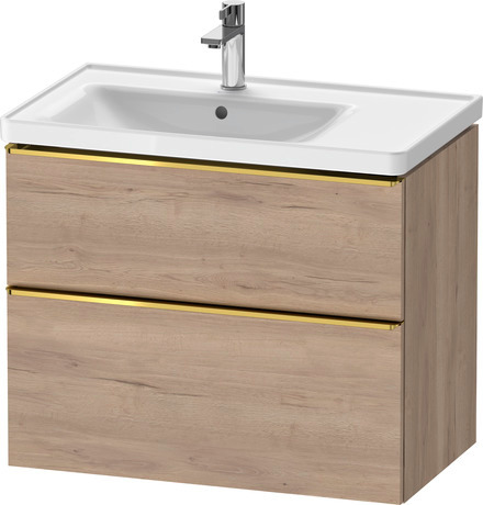 Vanity unit wall-mounted, DE4357034550000 Marbled Oak Matt, Decor, Handle Gold