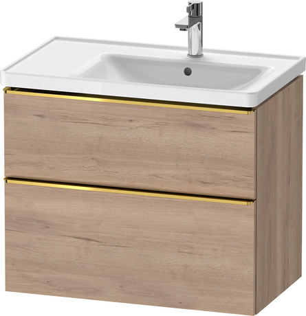 Vanity unit wall-mounted, DE4358034550000 Marbled Oak Matt, Decor, Handle Gold