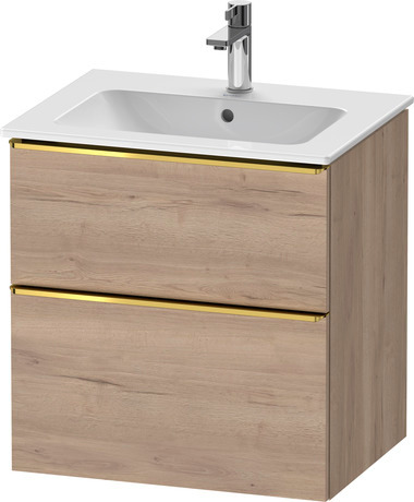 Vanity unit wall-mounted, DE4361034550000 Marbled Oak Matt, Decor, Handle Gold