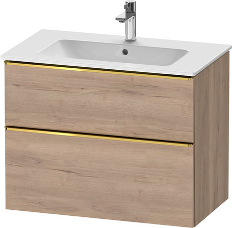 Vanity unit wall-mounted, DE4362034550000 Marbled Oak Matt, Decor, Handle Gold