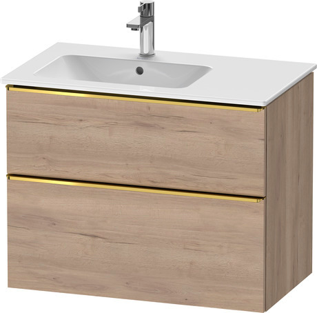 Vanity unit wall-mounted, DE4366034550000 Marbled Oak Matt, Decor, Handle Gold