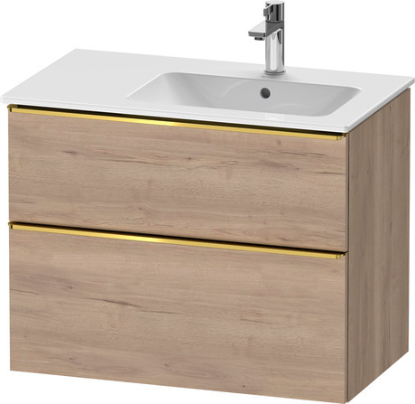 Vanity unit wall-mounted, DE4367034550000 Marbled Oak Matt, Decor, Handle Gold