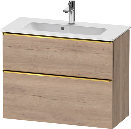 Vanity unit wall-mounted, DE4369034550000 Marbled Oak Matt, Decor, Handle Gold