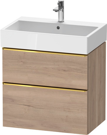 Vanity unit wall-mounted, DE4372034550000 Marbled Oak Matt, Decor, Handle Gold