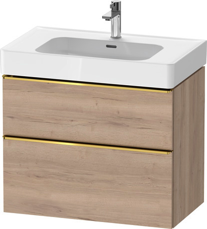 Vanity unit wall-mounted, DE4377034550000 Marbled Oak Matt, Decor, Handle Gold