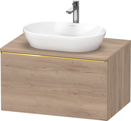 Console vanity unit wall-mounted, DE4947034550000 Marbled Oak Matt, Decor, Handle Gold