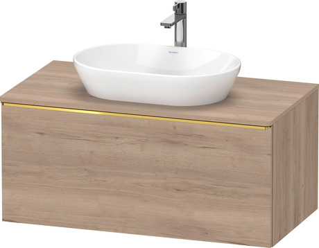 Console vanity unit wall-mounted, DE4948034550000 Marbled Oak Matt, Decor, Handle Gold