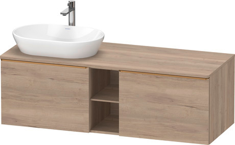 Console vanity unit wall-mounted, DE4950L04550000 Marbled Oak Matt, Decor, Handle Bronze