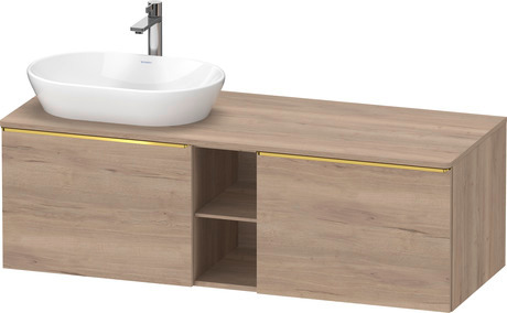 Console vanity unit wall-mounted, DE4950L34550000 Marbled Oak Matt, Decor, Handle Gold