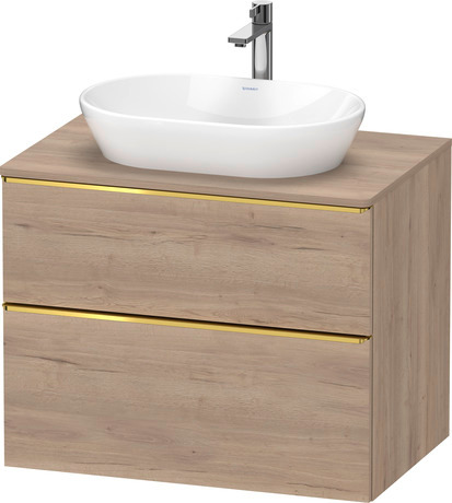 Console vanity unit wall-mounted, DE4967034550000 Marbled Oak Matt, Decor, Handle Gold