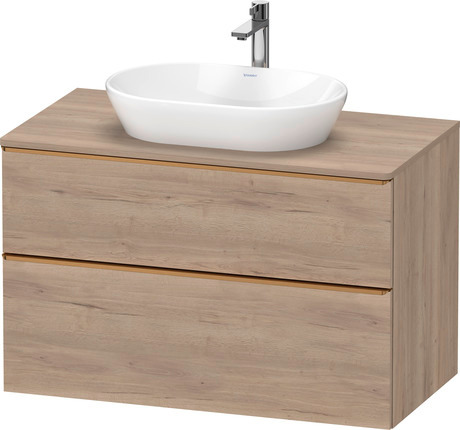 Console vanity unit wall-mounted, DE4968004550000 Marbled Oak Matt, Decor, Handle Bronze