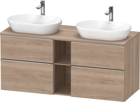 Console vanity unit wall-mounted, DE4970B70550000 Marbled Oak Matt, Decor, Handle Stainless steel